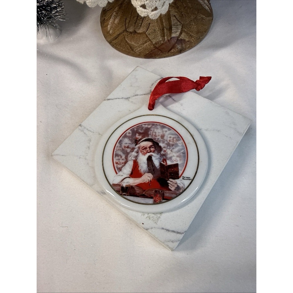 1998 JC Penney Norman Rockwell Santa's Children Ceramic Christmas Ornament